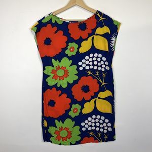 Marimekko for Target Kukkatori Blue Bold Floral Print Mini Dress Womens Small